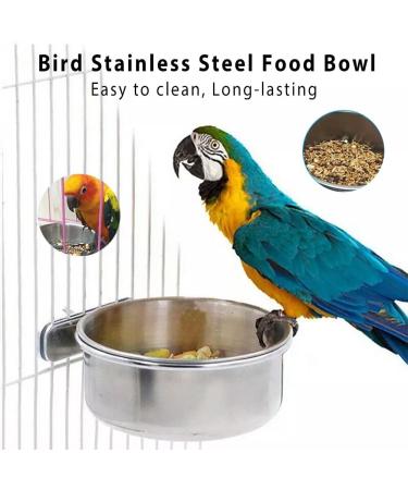 3 Pieces Bird Feeding Dish Cups Stainless Steel Parrot Feeding Cups Animal Cage Water Food Bowl Bird Cage Cups Holder with Clamp Holder for Bird Parrot Small Animal - Buy Online on GoSupps.com