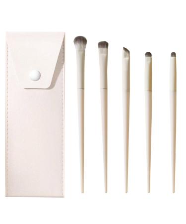Makeup Brush Set 5pcs with Organizer Bag Eyeshadow Eyeliner Lipstick Blush Highlighter Brushes White