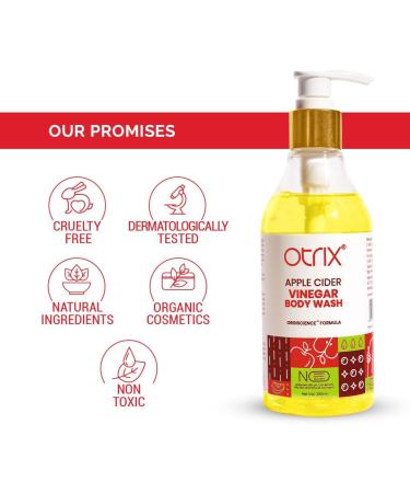 O.trix Apple Cider Vinegar Body Wash | Hydrating Skin Cleanser for Acne & Patchiness | Natural Ingredients | pH Balancing Body Wash for Men & Women | 290ml - Buy Online on GoSupps.com