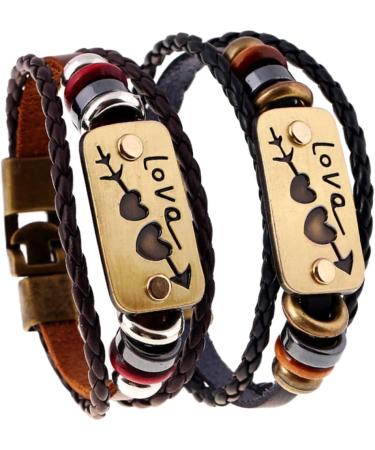 ABOOFAN 2pcs adjustable bracelet Leather Wrist Cuff Woven Wrist Cuff bracelet bracelets beaded mens beaded bracelet leather bracelet wrap Cords Bracelets student stackable birthday present 20X2cmx2pcs As Shownx2pcs - Buy Online on GoSupps.com