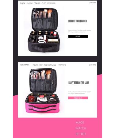 Waterproof Make-Up Bag with Brush | Large Cosmetic Organizer & Adjustable Compartments - Violet Red - Buy Online on GoSupps.com