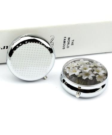Travel Pill Box - 3 Compartment White Lily Bouquet Portable Organizer for Purse & Pocket - Buy Online on GoSupps.com