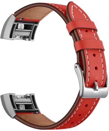 AISPORTS Compatible for Fitbit Charge 2 Bands Leather Women Men Small Large Sport Smart Watch Wrist Band with Metal Buckle Bracelet Wristband for Fitbit Charge 2 Activity Tracker Accessories Red - Buy Online on GoSupps.com