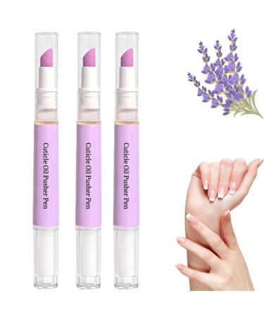 Lot de 3 repousse-cuticules 2.0 - Crayon huile 2 en 1 - Pour des ongles sains beaux ongles - Exfoliation douce et soin du cuticule - Violet 3 x violet