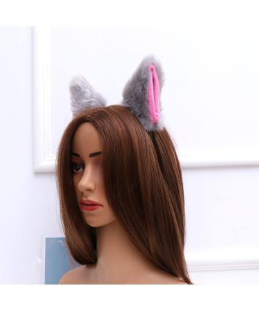 Healeved Plush Ear Hair Cartoon Stuffed Headband Headdress Hair Accessory for Women Girls Party Grey - Buy Online on GoSupps.com