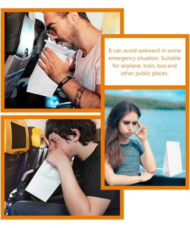 Healifty Vomiting Bags Disposable 50pcs - Paper Vomit Bags for Motion Sickness - Travel Barf Throw Up Bags - Pack of 50 - Buy Online on GoSupps.com