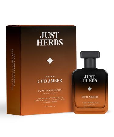 Jusat Her'bs Intense Oud Amber Eau Da Parfum for Men 50 ml | Long Lasting Pure Fragrance Body Spray Mens Perfume with Flowers & Spices