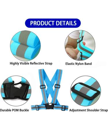 Famnosta Running Reflective Vest Gear 3 Pack  Adjustable Safety Vest High Visible Reflective Belt Straps Night Walking Vest Green Blue Pink - Buy Online on GoSupps.com