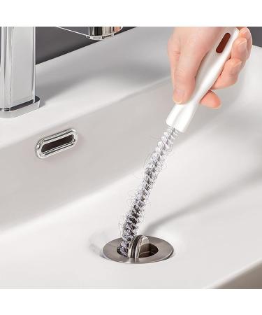 Long-handled Cleaning Brush - 4 Sink Hair Cleaning Brush Extra-long Drain Brush | Hangable Bendable 17.7 Inches Pipe Cleaner Brush For Toilet Clogged Drains (White) - Buy Online on GoSupps.com