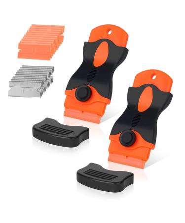 Flintronic 2 pieces of scratches ceramic hobs with 20 stainless steel & plastic blades scraper kitchen scraper set Gadom Ceranfeld Kratzer Herd Glasschaber stoves for hob oven glass ceramic #2 short 2 pieces