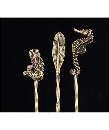 PENNY73 Cigar Draw Retro Brass Cigar Pass Needle Smoker Portable Dredge Drilled Creative Carving Spiral Ventilation Needle Cigar Tool Feather - Buy Online on GoSupps.com