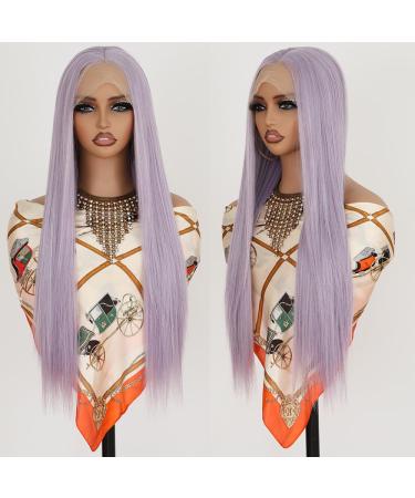 Buy Maycaur Long Straight Purple Lace Front Wigs - 22 Inch Synthetic Hair for Fashion Women | Natural Bay Hair - Buy Online on GoSupps.com