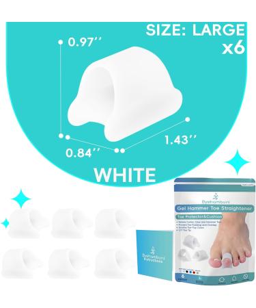 Byehambuni Big Hammer Toe Straightener | Hammer Toe Corrector for Women & Men | 6 Large Toe Cushions & Protectors White - Comfortable Correction for Curled Toes - Buy Online on GoSupps.com
