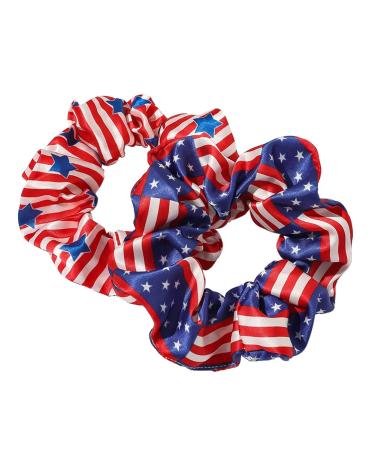 Cute Satin Hair Scrunchies Set - 6 Colors, American Flag Theme - Buy Online on GoSupps.com