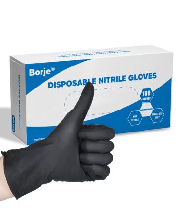 Black Disposabble Nitrile Gloves 4 Mil Powder & Latex Free 100 Pcs Cleaning Gloves Black Large (Pack of 100)