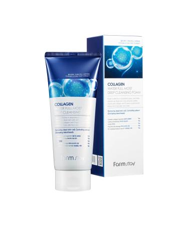 FARMSTAY Collagen Water Full Moist Deep Cleansing Foam - Foaming Facial Cleanser - Clears Dirt and Dead Skin - Deeply Moisturizing Face Wash - 6.08 oz - Buy Online on GoSupps.com