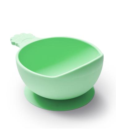 Nana's Manners Green Silicone Suction Bowl Stage 1 for Babies Ages 4 Months and up. Features Scoop Lip Handle and Suction pad with Pull-tab for Easy Removal. BPA-Free.