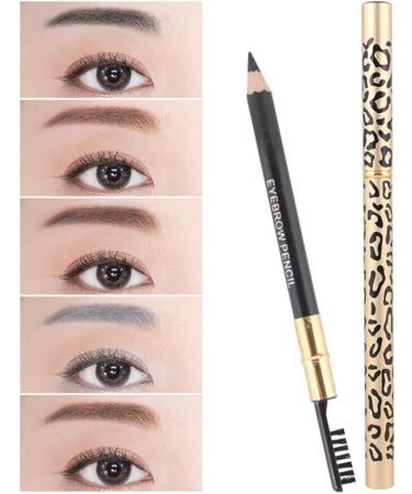 Baluue Leopard Eyebrow Pencil 2pcs Long Lasting Eyebrow Pencil with Brush Wooden Leopard Cover Eyebrow Pencil Makeup Tool Dark Coffee - Buy Online on GoSupps.com