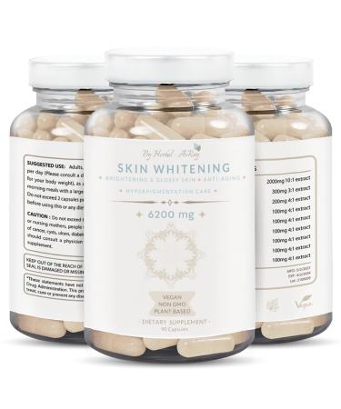 Glutathione Whitening Pills 6200mg  Natural Skin Lightening Pills with Collagen, Acne Scars & Dark Spot Remover, Skin Bleaching Supplement with Anti-Aging & Antioxidant Effect, 90 Vegan Capsules