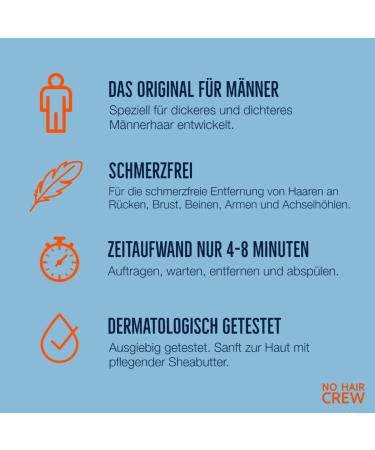 NO HAIR CREW Body Hair Removal Cream for Men - 2 x 200 ml Set | Gentle & Effective Hair Removal - Buy Online on GoSupps.com