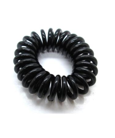 Fat-catz-copy-catz 10x Black Plastic Stretchy Elastic Coiled Phone Wire Hair Bands Ponytail Holder