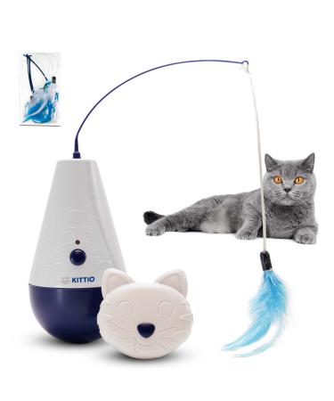 Kittio Wild Tumbler - 4X Replacement Feather Attachments Included - Fun Interactive Cat Toy - Rotating Feather Twirls with Unpredictable Tumbling Motion - Satisfies Cats Hunting and Exercising Needs