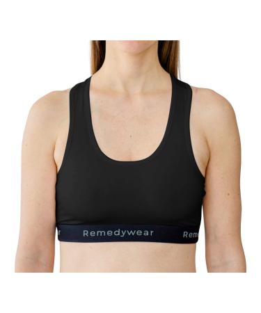 Remedywear Light Support Eczema Bra for Sensitive Skin Tencel and Zinc Hypoallergenic (Black Medium)