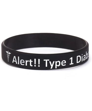 5-Pack Silicone Medical Alert Bracelet Wristbands - Engraved Diabetes Insulin Dependent - Multi-Color Type 1 Diabetes - Buy Online on GoSupps.com