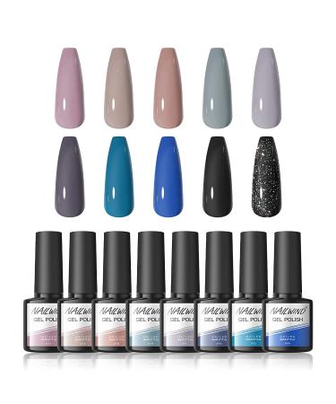 Nailwind UV nail polish gel nail polish gray blue black glitter set shellac nail polish uv led nail polish durable soak off gel nail polish 10 color 8ml gray black