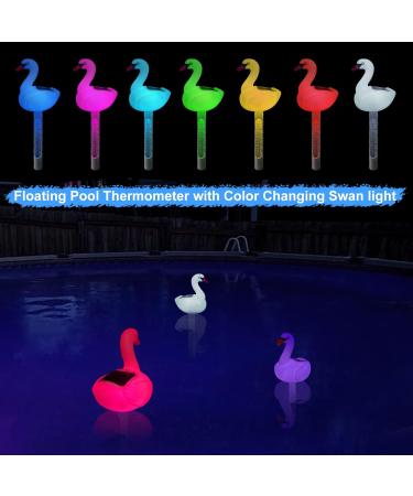 Kingsom Solar Floating Pool Thermometer with Color-Changing Swan Light - Easy Night Reading for Spa & Pool - Buy Online on GoSupps.com