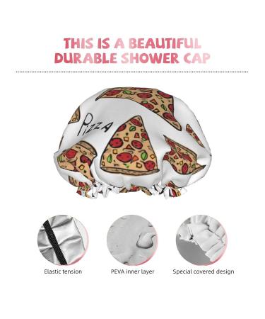 Pizza Pattern Shower Cap | Elastic & Reusable | Fits All Head Sizes | Waterproof & Quick Drying - Buy Online on GoSupps.com