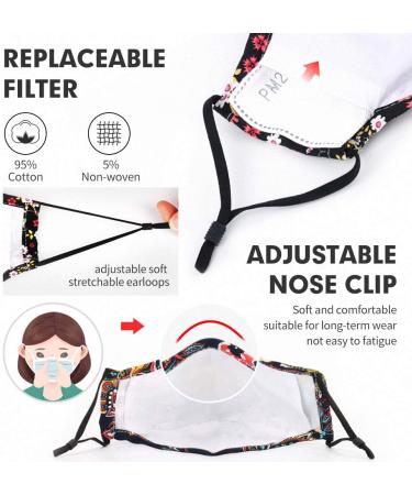 MOTEM Reusable Washable Face Mask for Women - Nose Wire, Filter Pocket, 5 Filters, Adjustable Lanyards - Bohemian Print - Breathable Dust Cloth Fabric - Buy Online on GoSupps.com