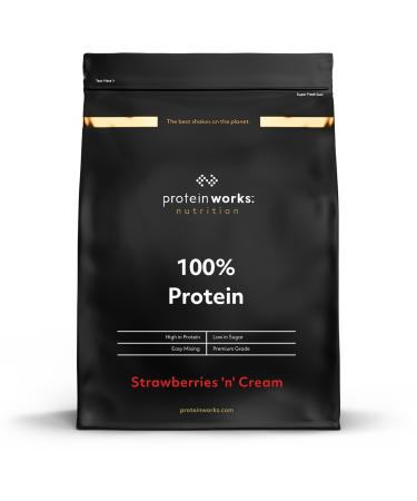 Protein Works - 100 percent Protein 1.25kg High Protein Blend 41 Servings Strawberries 'n' Cream Strawberries 'n' Cream 1.25kg (41 servings)