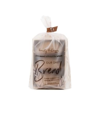 Beauty Bakerie Our Daily Bread Konjac Deep Cleansing Sponges  for Daily Cleansing and Gentle Exfoliation  3 Facial Sponges