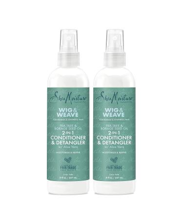 Shea Moisture 2 in 1 Leave in Conditioner & Detangler for Wigs, Weaves & Extensions, Detangling Spray, Tea Tree Oil, Borage Seed Oil, Aloe Vera, Natural & Synthetic Hair Spray, 2 Pack - 8 Fl Oz Ea 8 Fl Oz (pack of 2)
