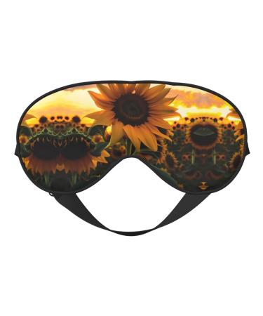 Farm Sunflower Eye mask Soft Elastic and Adjustable Nighttime Comfort Sleeping mask Suitable for Both Men and Women Black