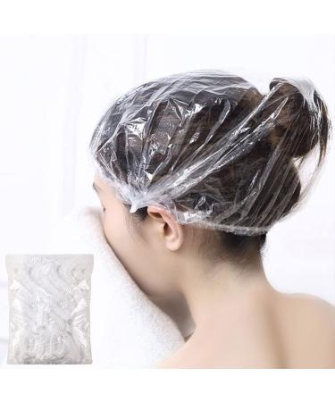 200 PCS Large Shower Caps Disposable Clear Shower Caps Elastic Plastic Caps for Hair Treatment Home Use Hotel and Hair Salon