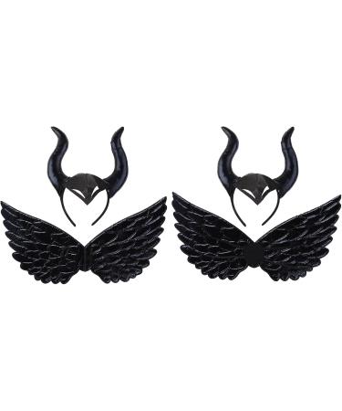 hgnxa Kids Black Devil Wing Ox Horn Headband Halloween Evil Queen osplay Props Hairband - Buy Online on GoSupps.com
