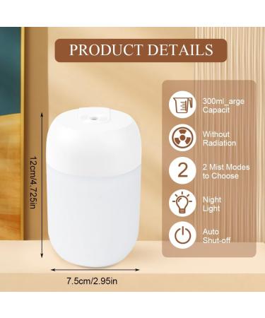 Vicloon Mini Air Humidifier - 300ml USB Quiet Diffuser with Night Light & 2 Spray Modes - Perfect for Home & Travel - Buy Online on GoSupps.com