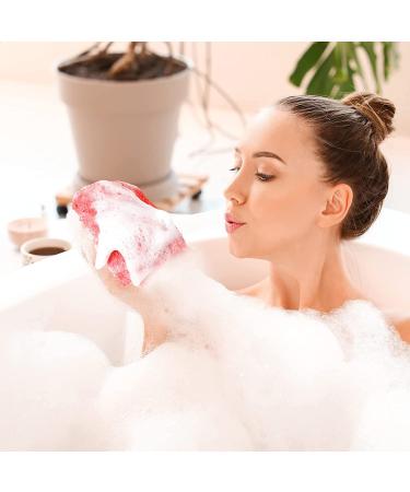AbuQ 2 Piece African Exfoliating Net Sponge Set - Pink/Green | Smoother Skin, Daily Use | Ghana Sapos Scrubbing Washcloth - Buy Online on GoSupps.com