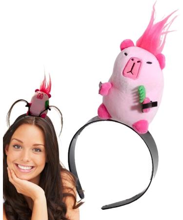 Aizuoni Capybara Hair Bands Capybara Animal Funny Headband | Cute Animal Hair Hoop Non Slip Solid Head Band Plush Doll Headband for Face Washing Pink - Buy Online on GoSupps.com