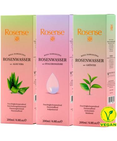 Rosense Rose Water Spray Set (3) - 100% Natural Facial Toner with Aloe Vera Hyaluronic Acid & Green Tea - Vegan & Paraben-Free Moisturizer - Buy Online on GoSupps.com