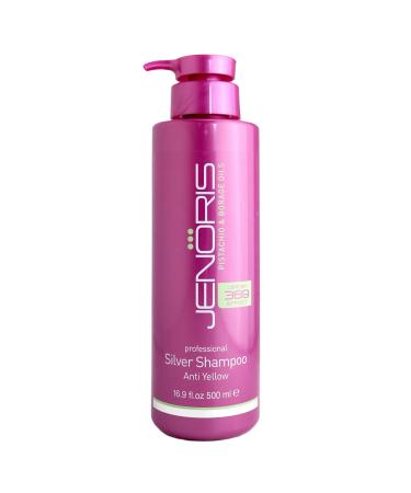Jenoris Silver Shampoo 16.9 Fl.oz Professional Haircare Products Purple Shampoo Healing Formula Prevents Discoloring for Blonde Grey or Lightened Hair. Sulfate Free & Pistachio Oil Infused