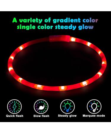 Buy Auauy LED Light Neck Band for Dogs & Cats - USB Rechargeable Adjustable Waterproof 4 Modes (Red) | Safe Silicone Collar for Pet Safety - Buy Online on GoSupps.com