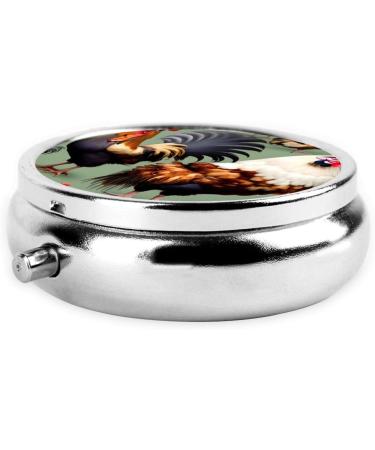 Rooster & Chicken Round Pill Box | 3 Compartment Travel Organizer | Portable Pill Storage for International Shipping - Buy Online on GoSupps.com