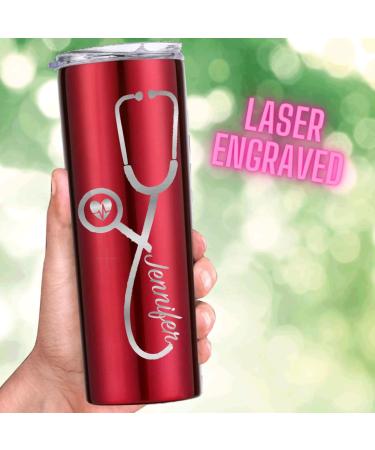 Personalized Nurse Tumbler - Unique Gifts for RN Doctor Nursing Student | Laser Engraved Stethoscope & Heartbeat Design - Buy Online on GoSupps.com