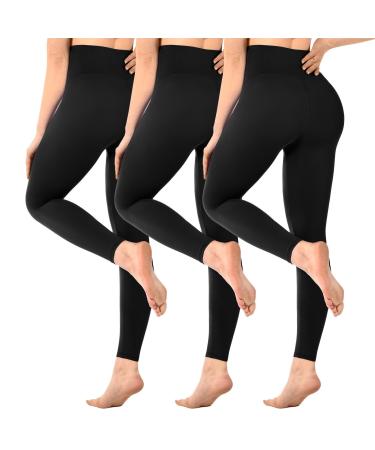 SINOPHANT 3 Pack Leggings Women High Waist Opaque Black Leggings for Gym Yoga Sport L-XL 3 Pack Black