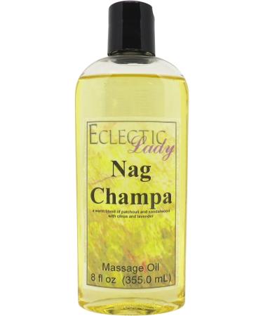 Nag Champa Massage Oil 8 oz With Sweet Almond Oil and Jojoba Oil Preservative Free Perfect for Aromatherapy and Relaxation 8 Ounce