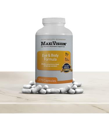 MaxiVision Eye & Body Formula - 270 Capsules, AREDS 2 Study Based Eye Vitamins - 1 Bottle, 270 Count - Buy Online on GoSupps.com