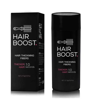 Hair Boost Hair Building Fibers for Balding Hair (27.5g / Large Bottle) - Instant Hair Thickening Fibers for Thinning Hair - Hair Powder for Men & Women (Light Brown)